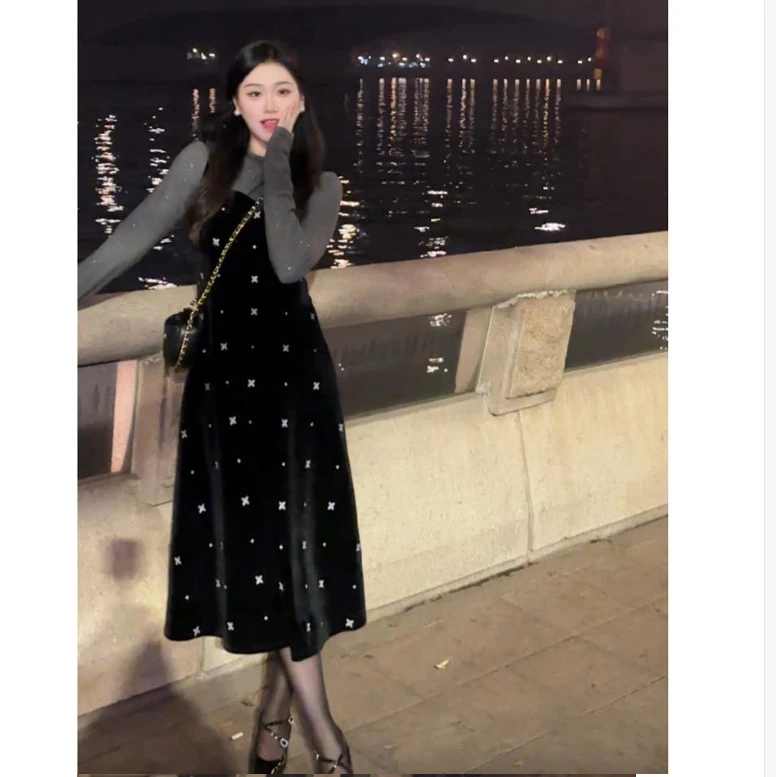 【喵久久】孕妇装吊带裙法式气质显瘦背带裙甜美打底衫孕妇连衣裙