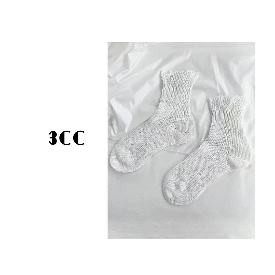 3CC 白月光｜法式花边镂空质感棉袜6657#