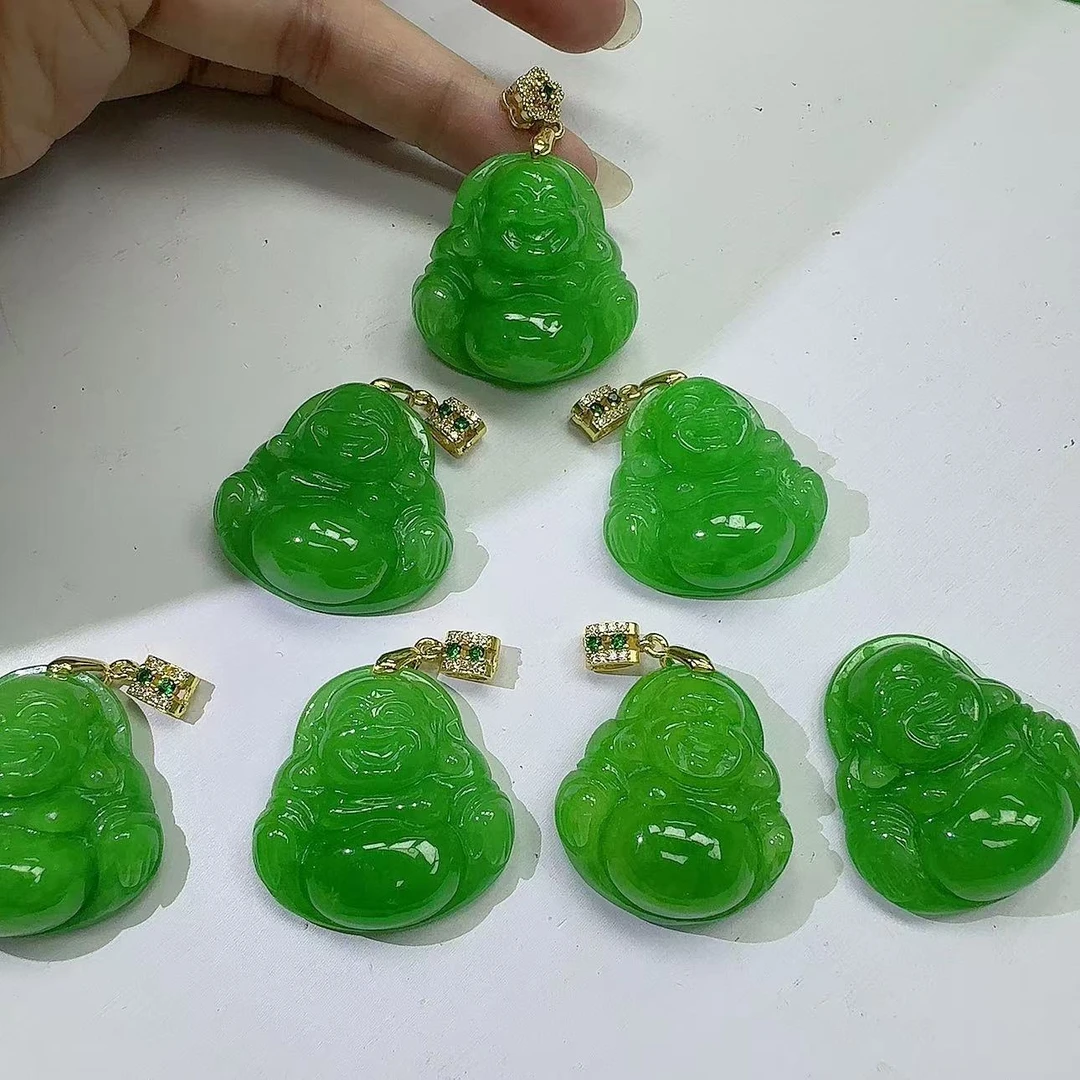 14k翡翠阳绿佛吊坠【30】