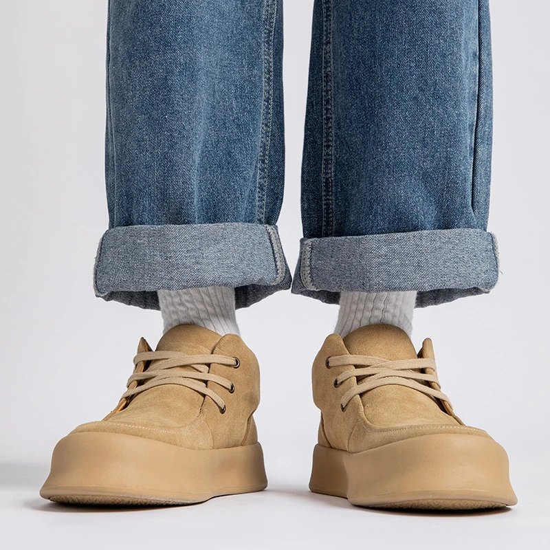 韩版潮流马丁靴男士英伦复古春季磨砂皮厚底工装加绒保暖休闲板鞋