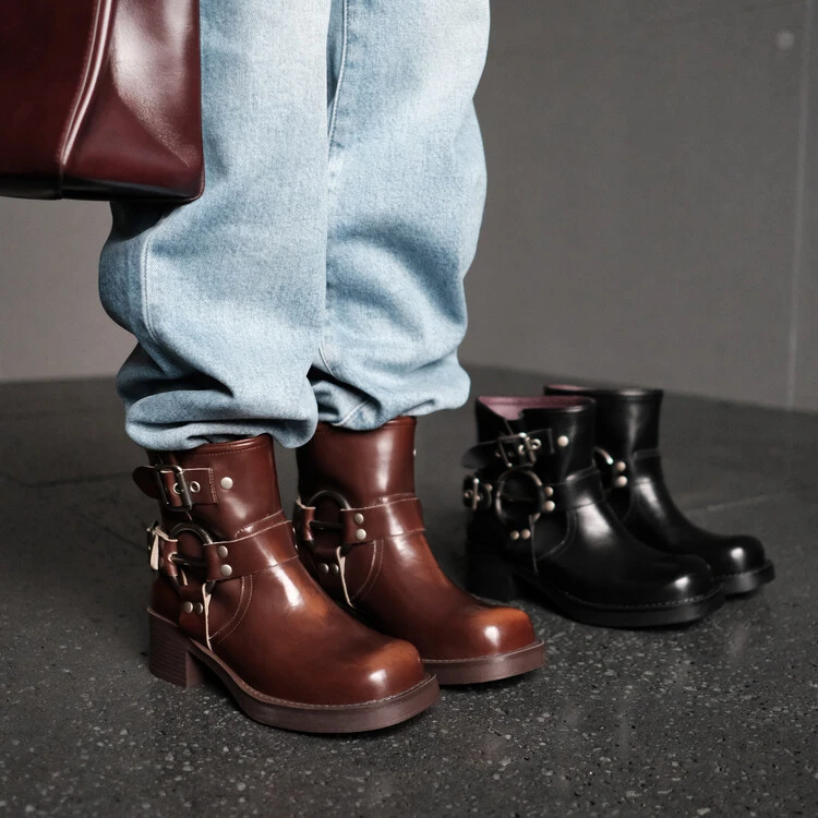 短靴样鞋，又高级小短靴真皮高颜值马丁靴