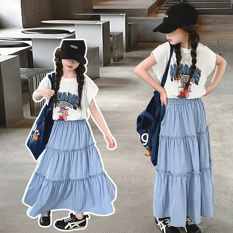 【现货】女童夏款裙子套装2025新款时髦半身裙中大童女孩两件套