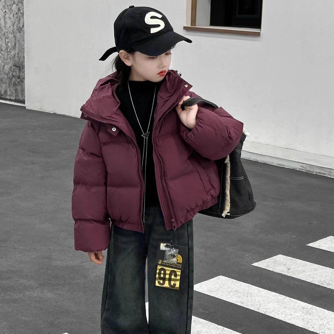 女童棉服冬装2025短款女大童棉服保暖面包服儿童冬款棉服加厚外套