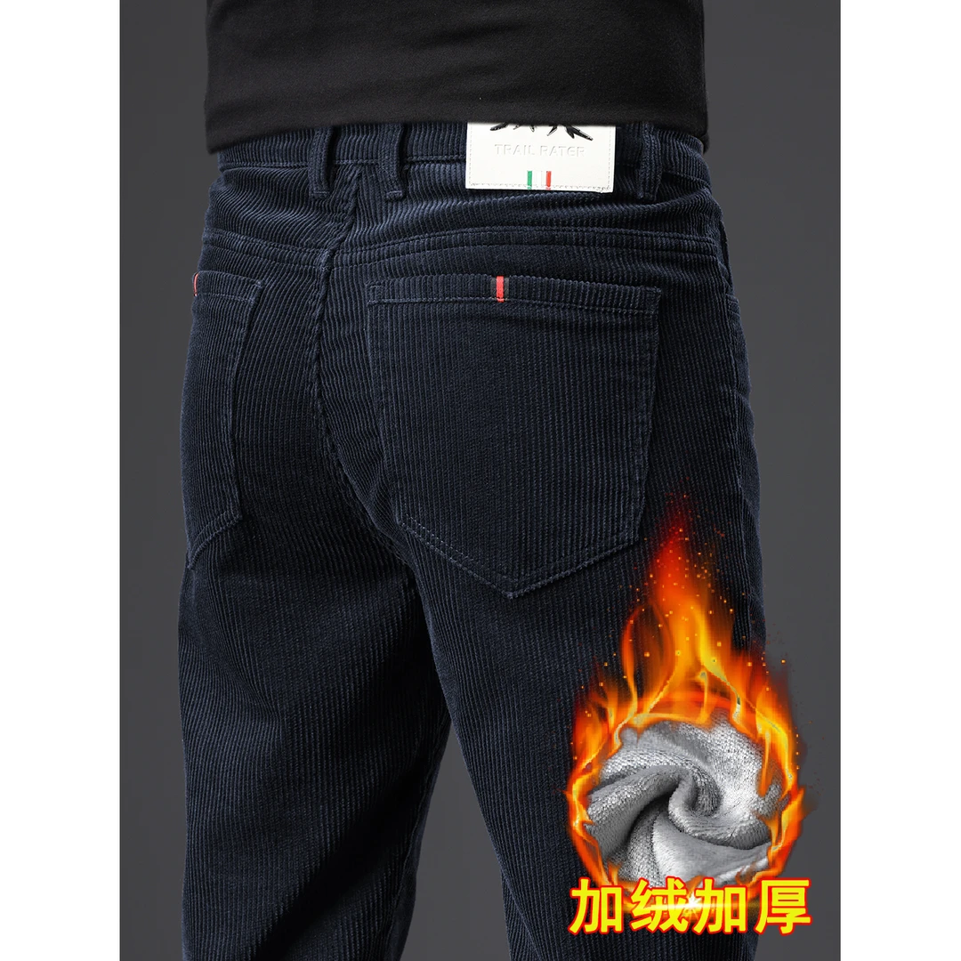 香港秋冬款灯芯绒裤子男加绒加厚百搭直筒商务高端潮牌保暖休闲裤