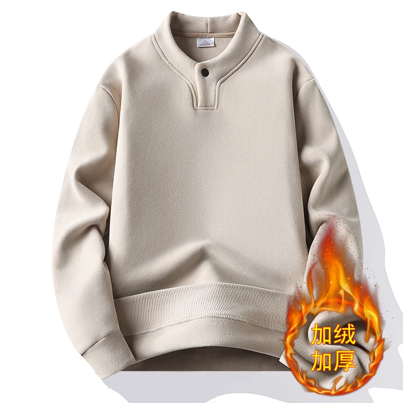 加绒加厚双面奥粒绒亨利领新爆款男款男轻奢高级品质男装2025潮牌