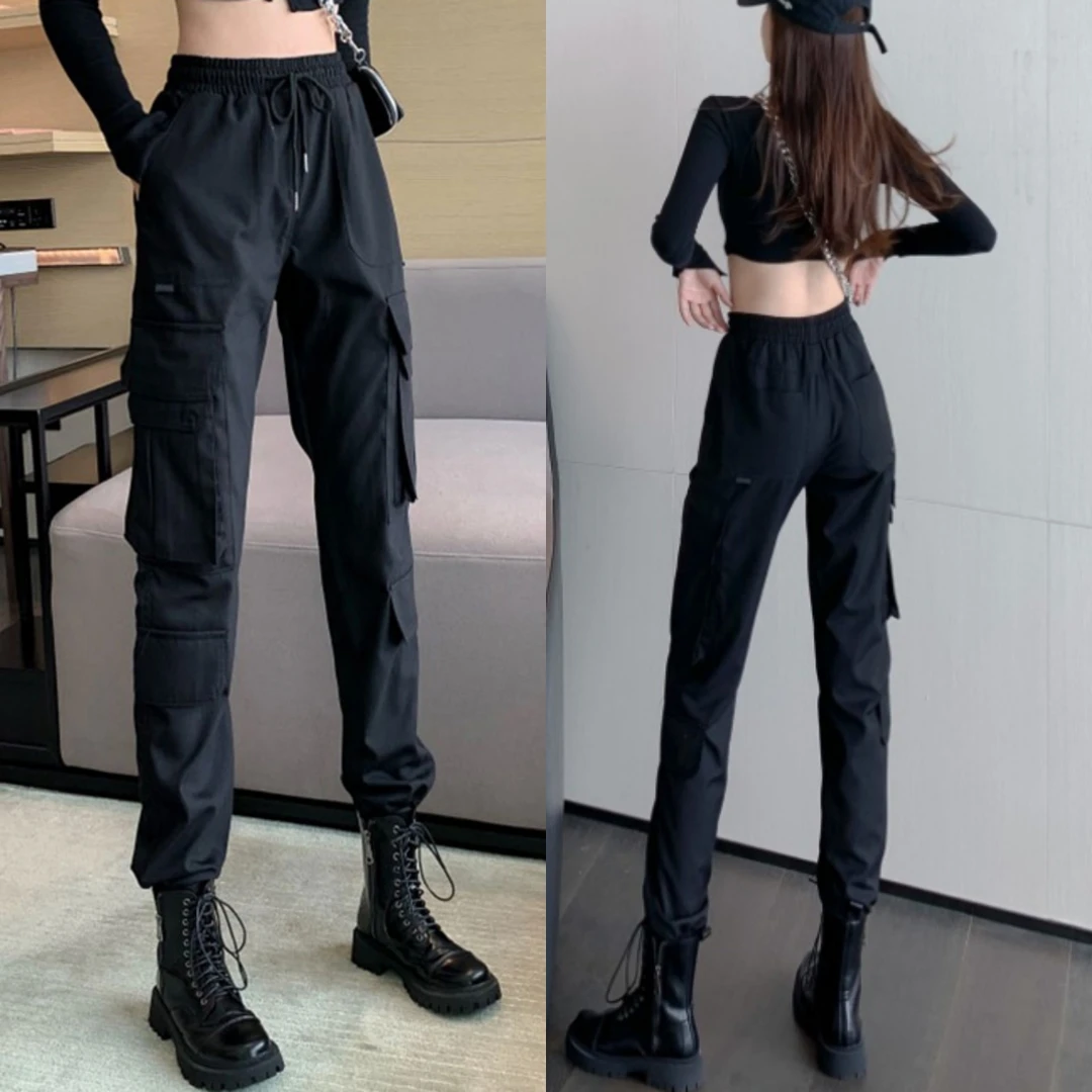 休闲高腰显瘦高腰工装裤时尚百搭薄款宽松长裤健身韩版户外速干裤