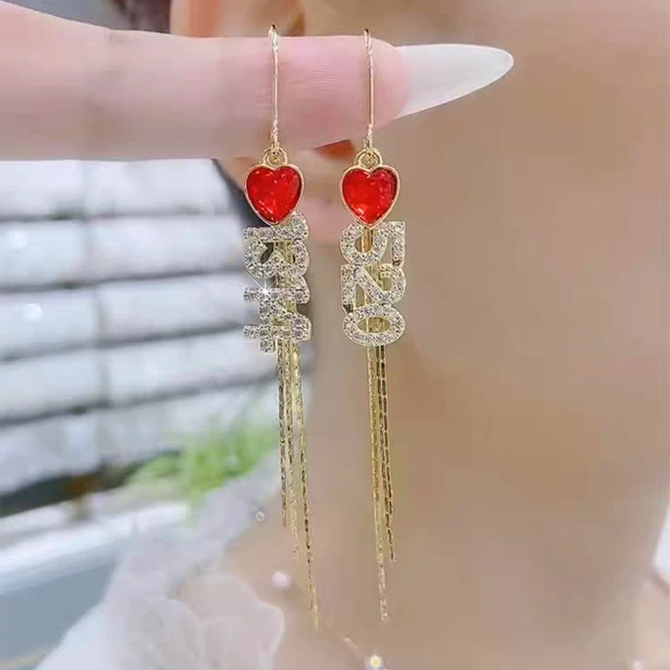 铜合金珐琅耳饰 《11号商品》爱心一生一世520耳饰
