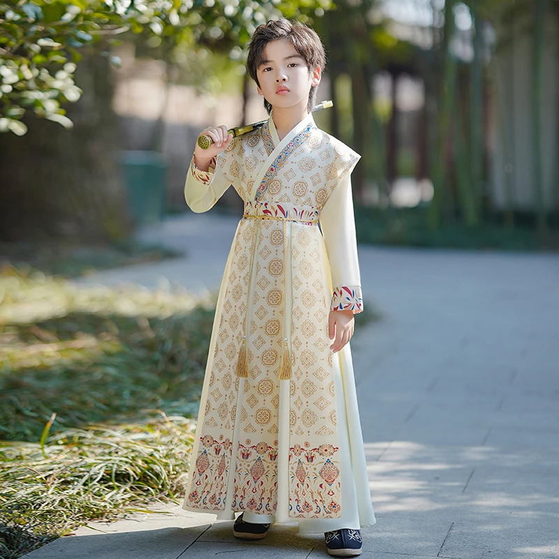 金玉满堂男童汉服儿童春季中国风唐装古风小少爷帅气古装男飞鱼服