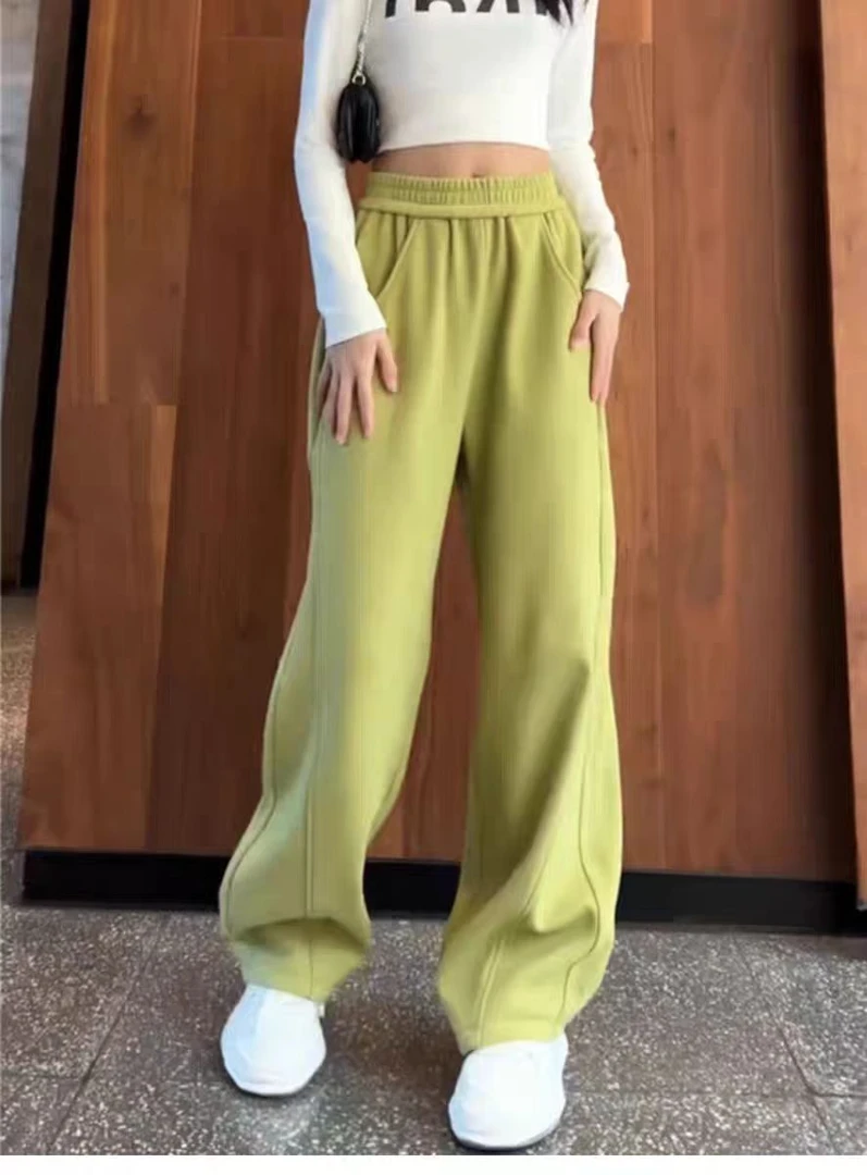 韩版休闲阔腿裤女欧洲站春秋新款宽松显瘦拖地直筒