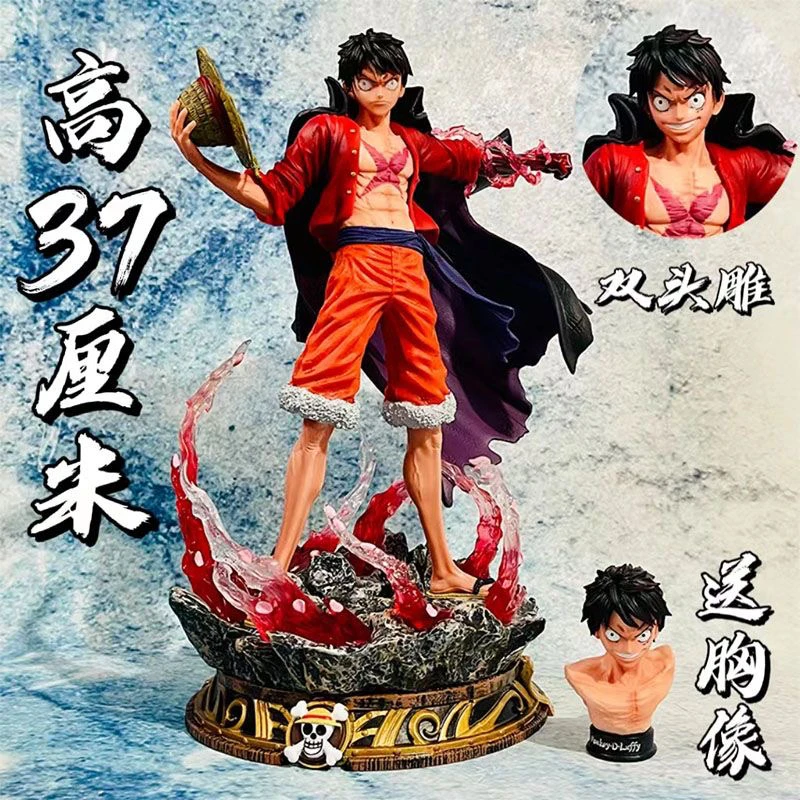 海贼王手办 gk漫奇 站姿系列 流樱路飞 觉醒 双头送胸像 模型摆件