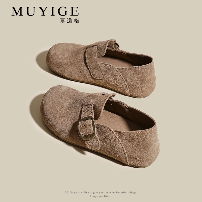 勃肯鞋女2024春秋季新款复古一脚蹬懒人全包厚底单鞋内增高博肯鞋