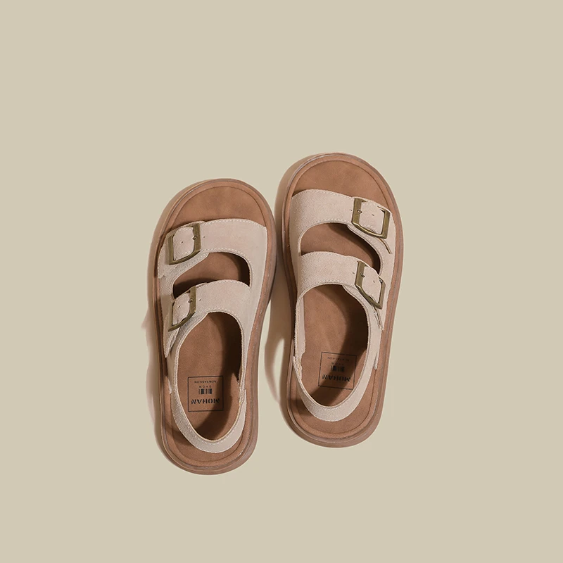 复古平底勃肯百搭女夏季外穿2025新款沙滩鞋软底博肯鞋一字罗马鞋