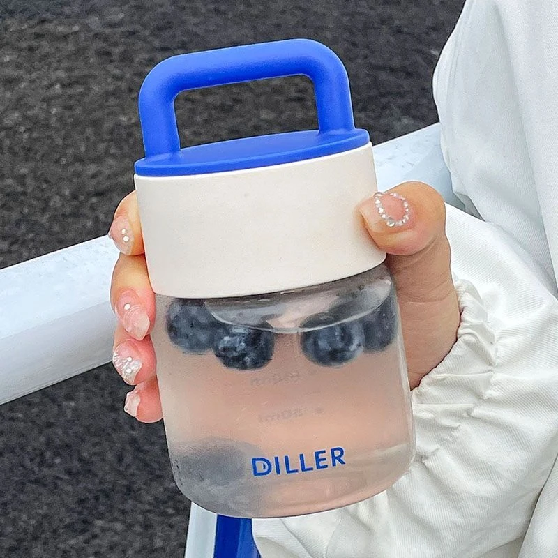 迪乐贝尔高颜值简约便携玻璃杯迷你小巧带刻度小水杯女士随身水杯