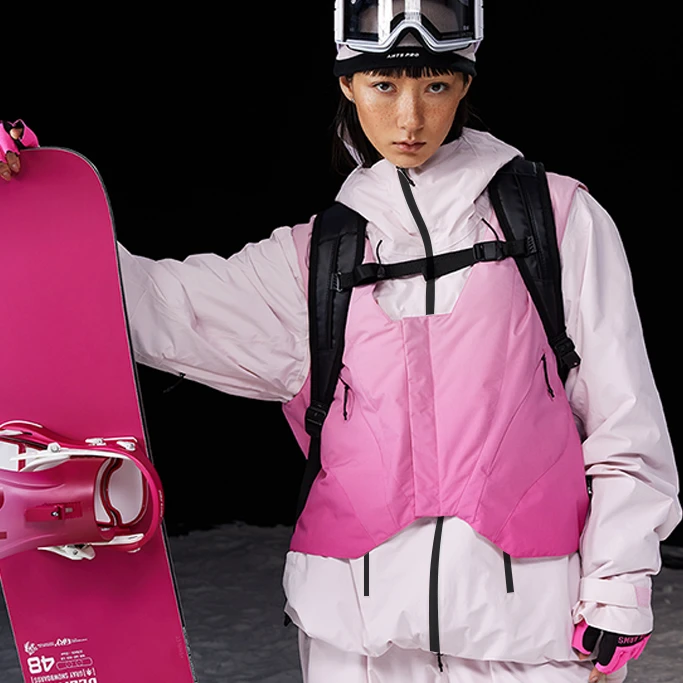 傲天极限ANTS马甲款粉色女士滑雪服雪裤