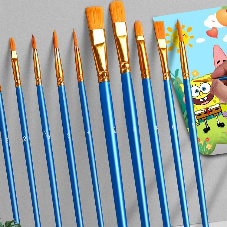 水粉画笔套装油画笔弹性水彩作画笔刷子排笔儿童尼龙毛笔绘画彩绘