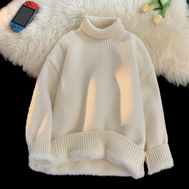 零下40℃潮牌加厚保暖抗寒高领毛衣男女春秋款慵懒风衣内搭针织衫