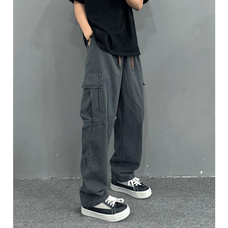 美式复古多口袋工装裤男款潮牌oversize设计感裤子宽松直筒休闲裤