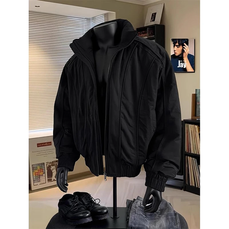 cleanfit短款飞行夹克棉服男款冬季潮牌廓形立领加厚工装棉衣外套