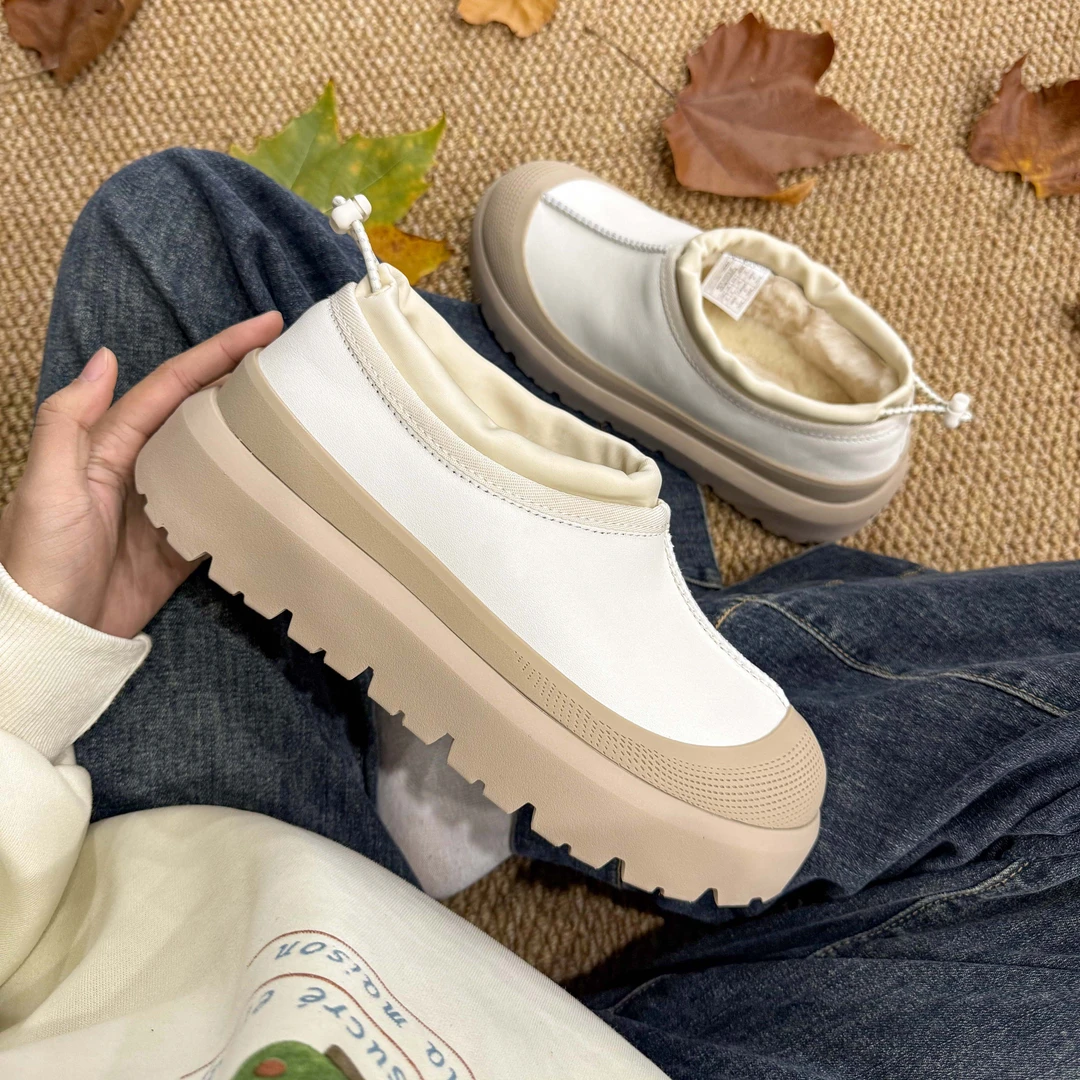 [顺丰包邮]桑坡皮面王一博同款平底塔斯曼雪地靴懒人一脚蹬便鞋男