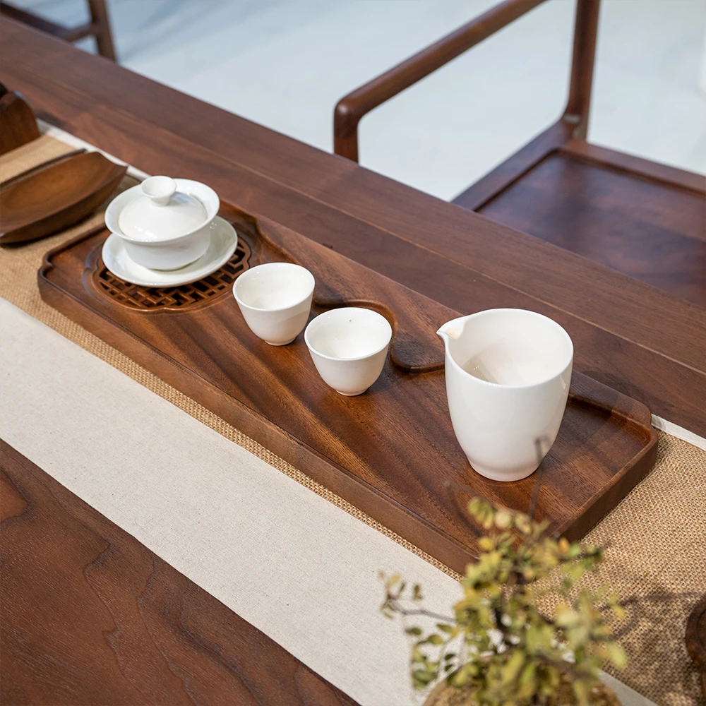 胡桃木干湿茶盘大山造型