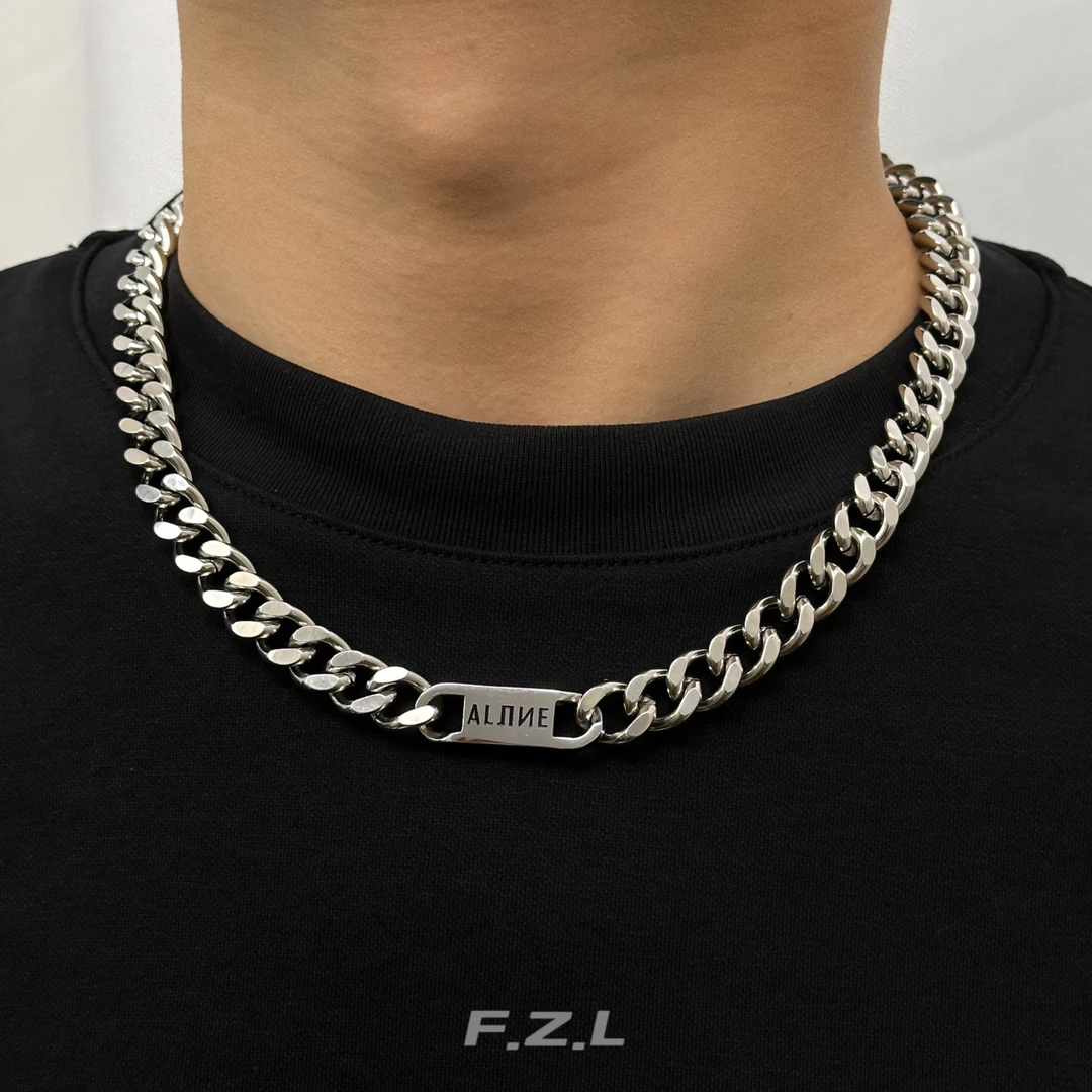 范哲洛钛钢项链范哲洛钛钢项链小众设计个性街头男款古巴链