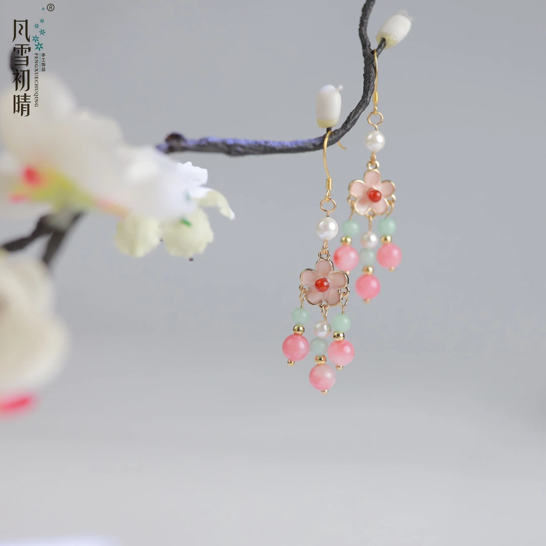 风雪初晴晨诺耳环发簪手工少女复古古代古风日常仙气