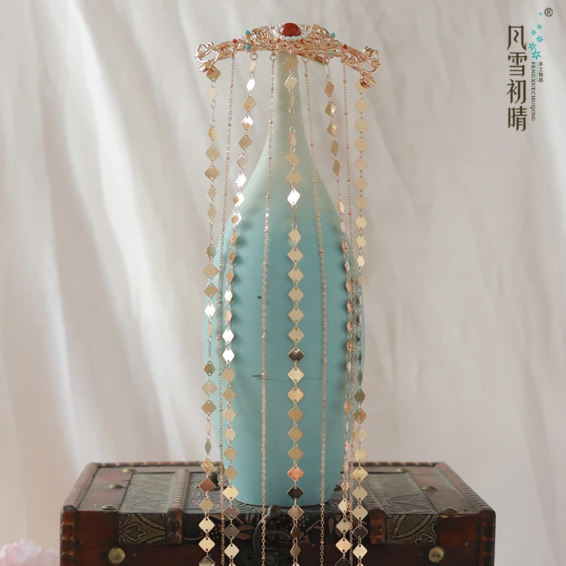 风雪初晴未央后压 原创发饰古风手工设计头饰后压流苏配饰女