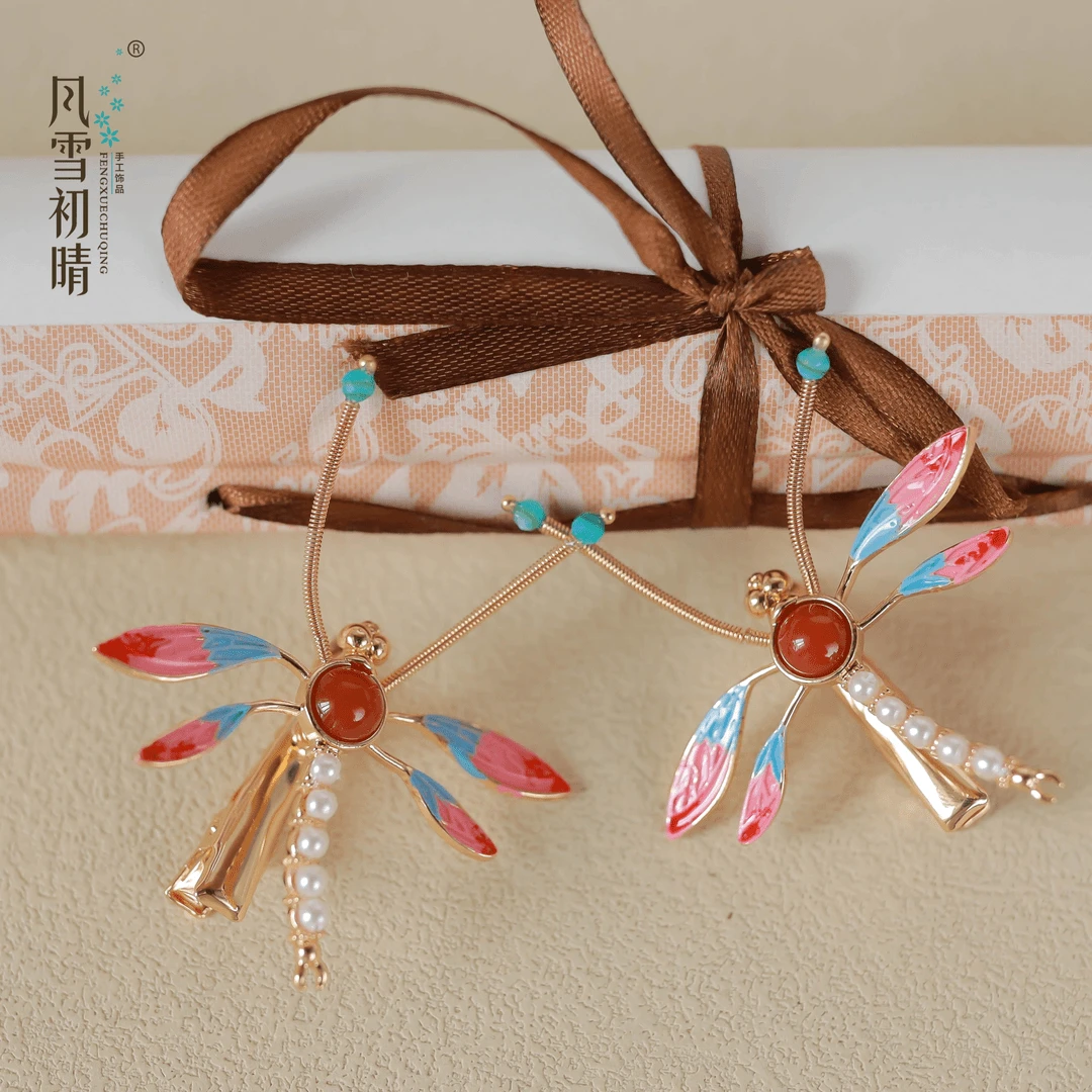 风雪初晴安蜓发夹发簪手工国风古风仙女超仙明制仙气发卡复古手作