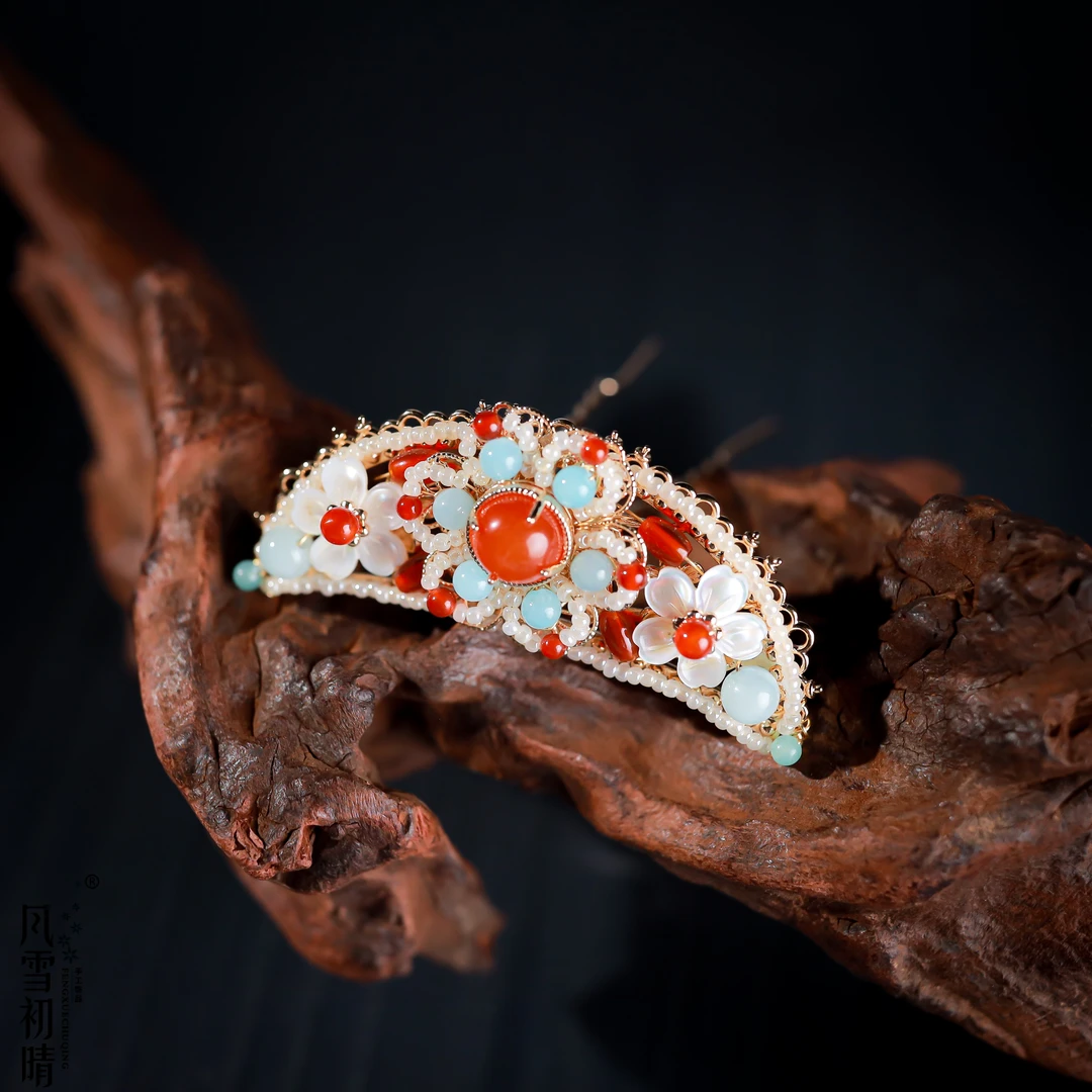 风雪初晴霓裳月系列手工少女古风古典古典超仙超仙发冠朵簪