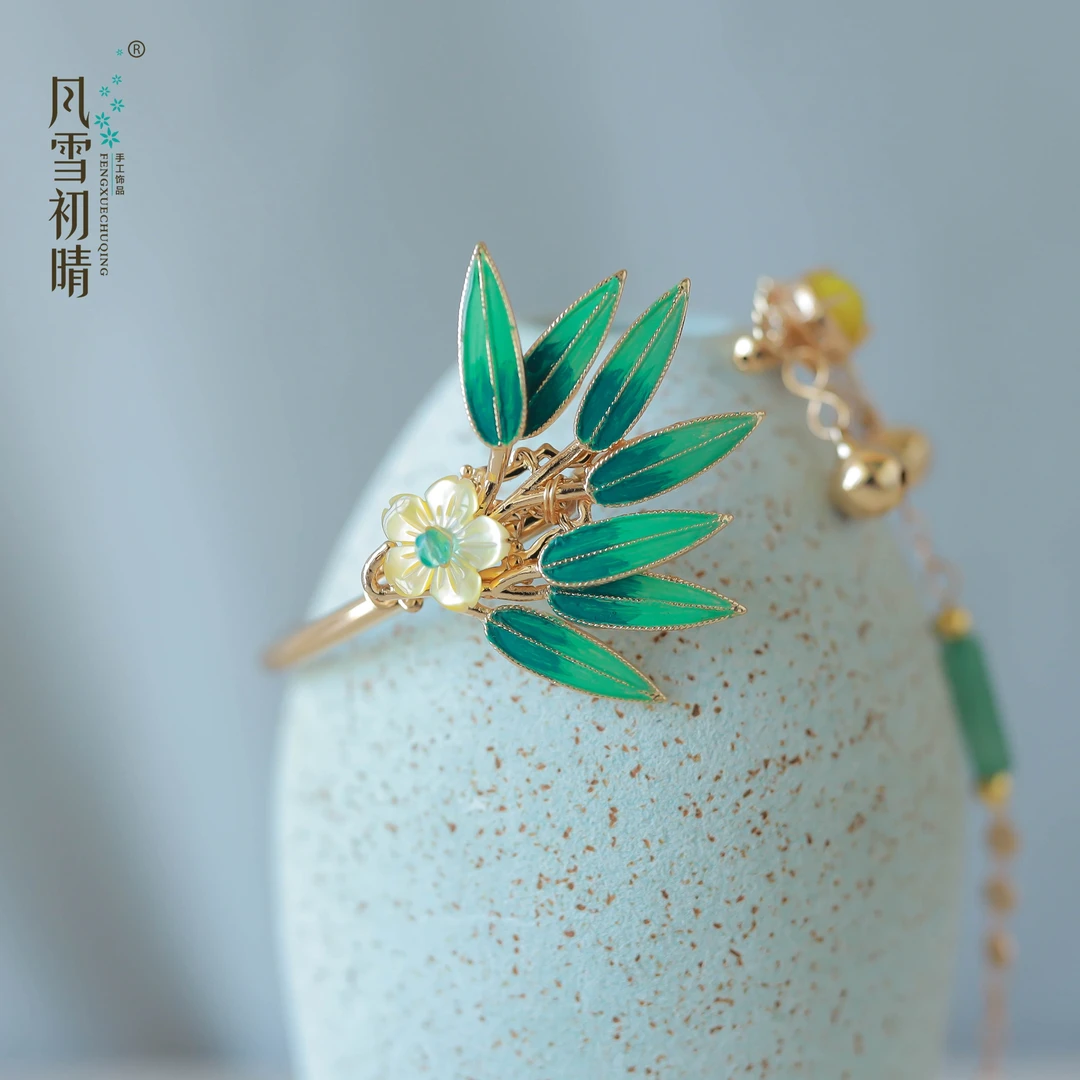 风雪初晴冰碧手镯发簪简约手工复古古风超仙清新