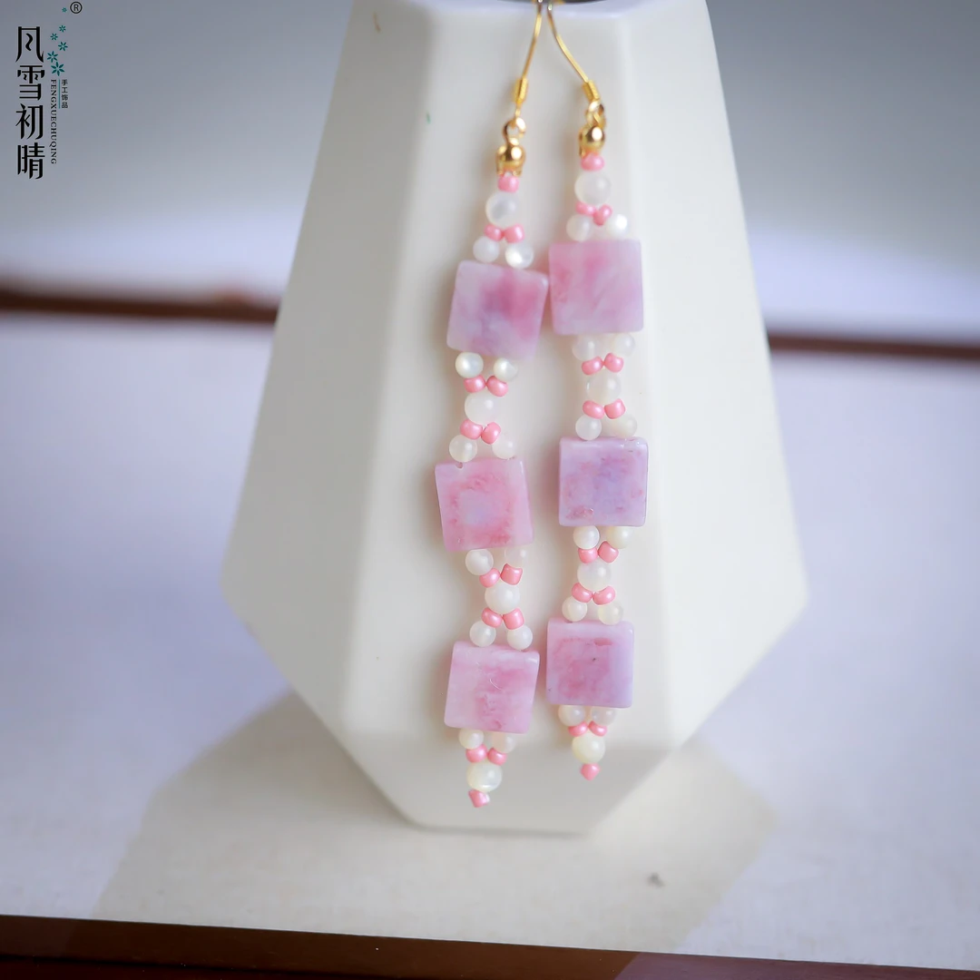 风雪初晴 铜合金耳饰 盈紫耳环手工可爱国风古风简约古典仙女