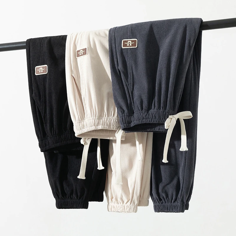 休闲裤男士宽松灯芯绒束脚裤春秋款美式百搭青少年潮牌ins卫裤子