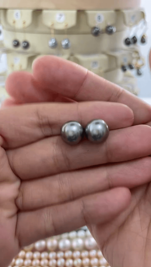 【闪购商品】海水珍珠耳饰18K金镶嵌大溪地10-11mm