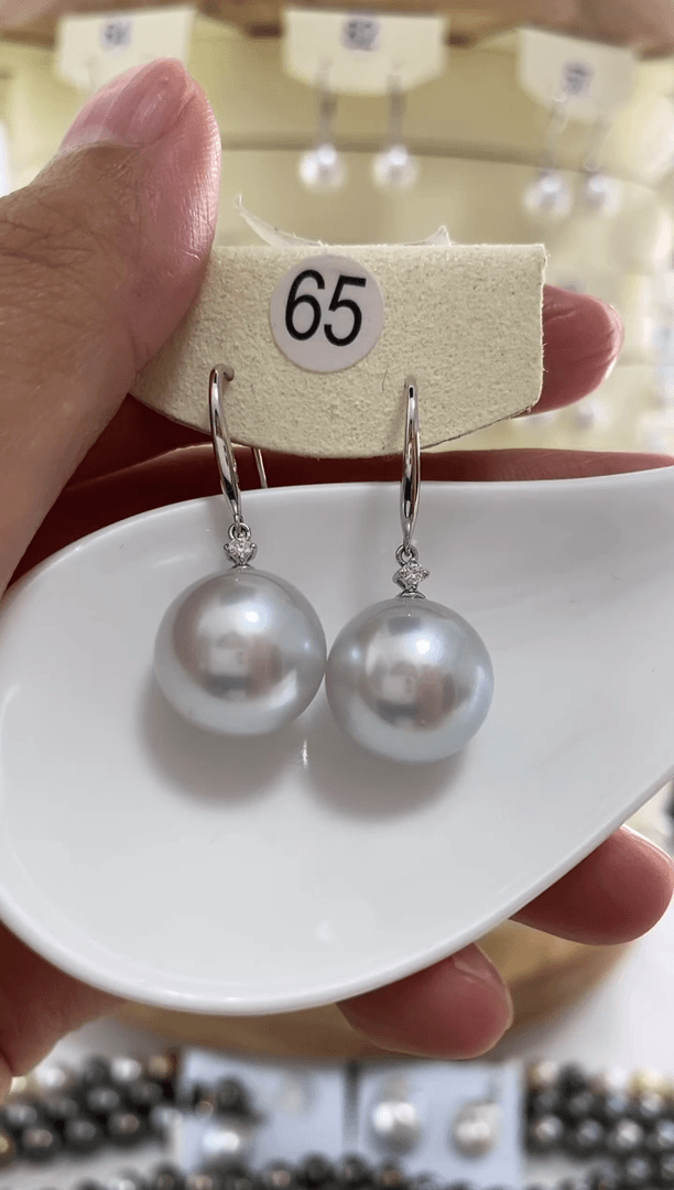 【闪购商品】海水珍珠耳饰18K金镶嵌澳白13-14mm