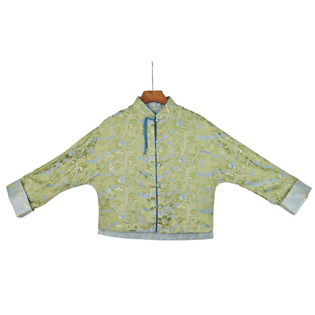 【容时】新中式中国风桑蚕丝复古提花长袖上衣女装高端对襟661186