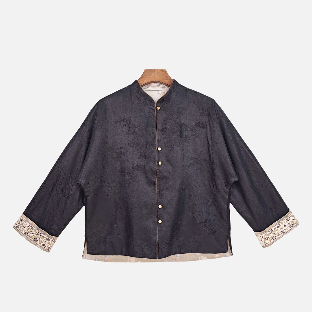 【淳茗】桑蚕丝香云纱气质休闲时尚中式百搭复古长袖上衣2416976