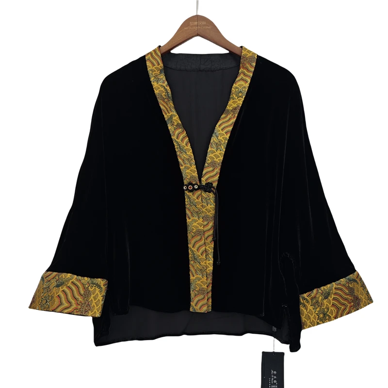 【星愿】真丝丝绒宋锦外套女春秋新中式高贵开衫外搭国风上衣2910