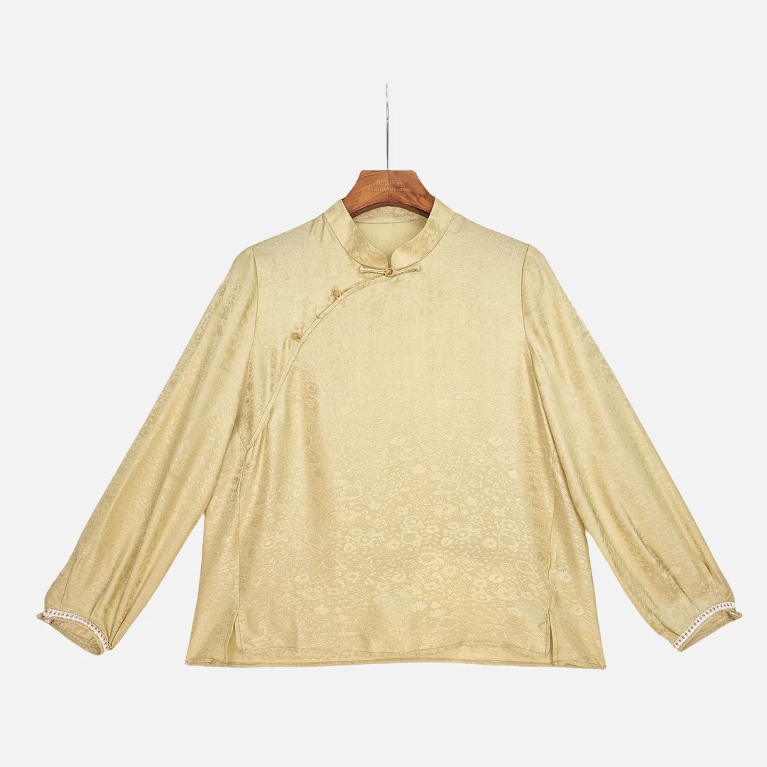 【山栀】桑蚕丝新中式国风气质复古立领长袖小衫上衣女2416999