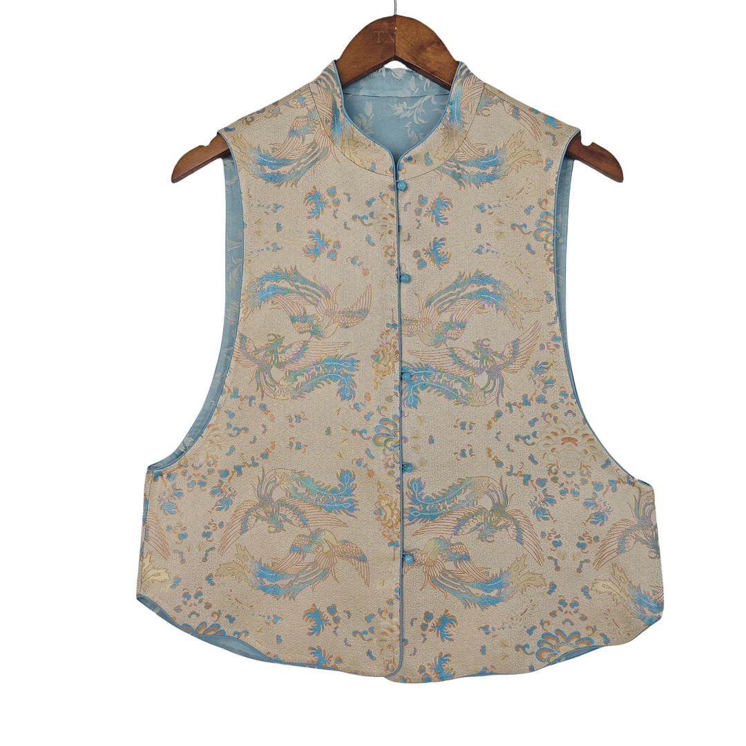 【盈澄】桑蚕丝新中式中国风日常女士复古宋锦马甲国风无袖51180-2