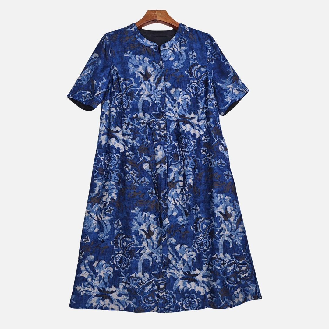 【嘉树】真丝香云纱桑蚕丝复古新中式提花秋季风衣连衣裙女51569