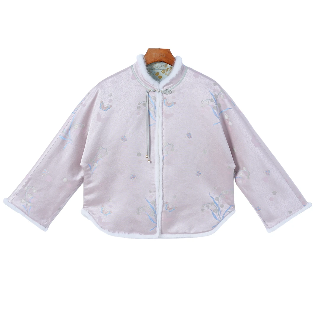 【舒窕】桑蚕丝宋锦中国风气质复古休闲时尚长袖棉衣女F25071