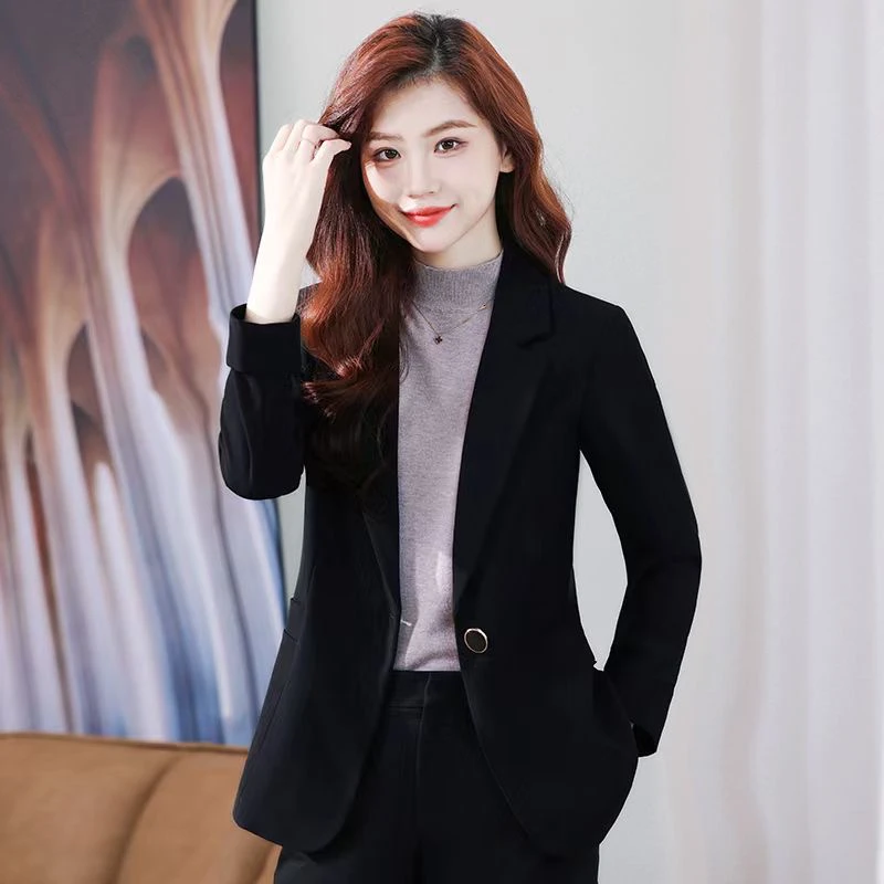 纯色全衬大码厚款百搭修身春秋小西装