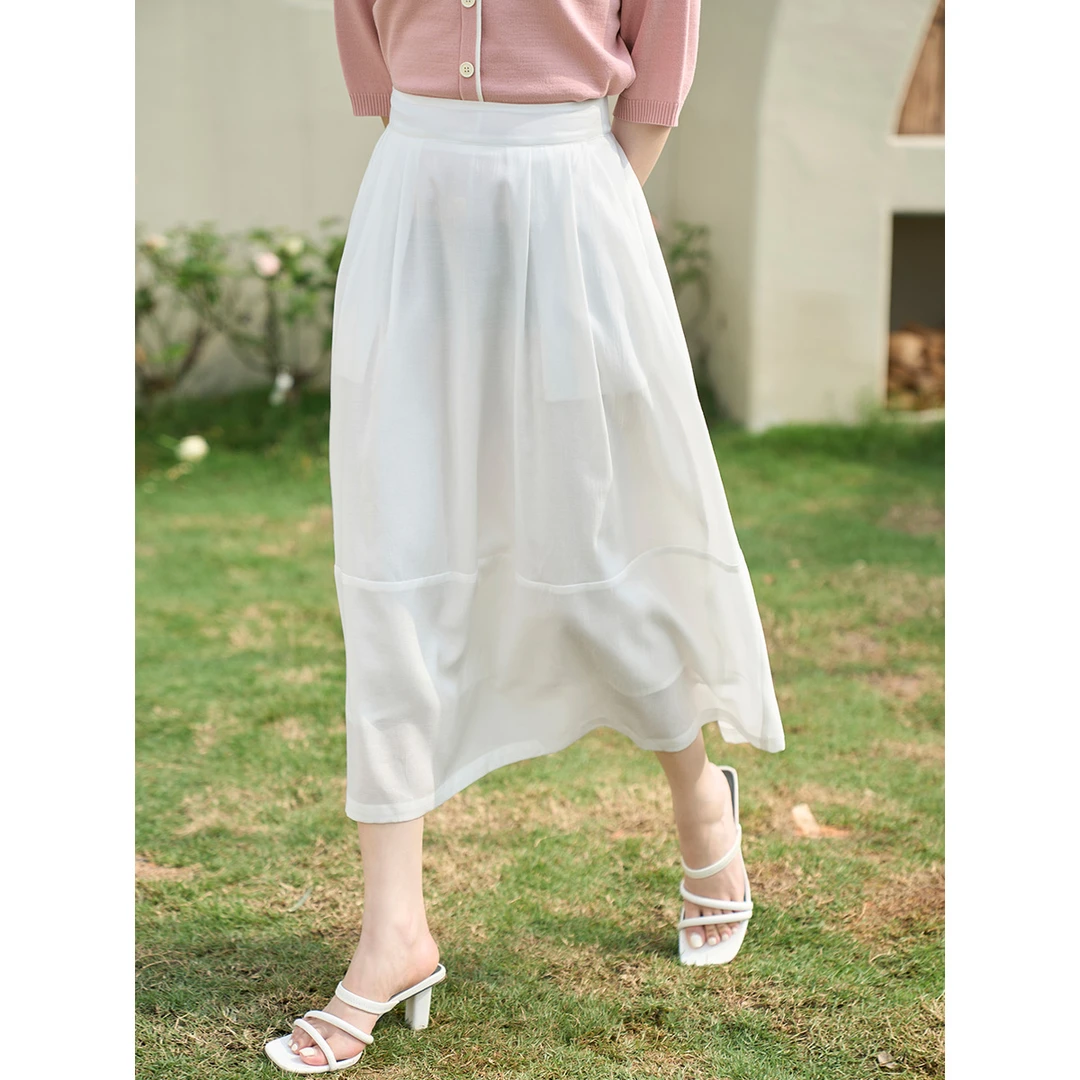 【商城同款】茵曼文艺A字半身裙松紧高腰裙子F18322929