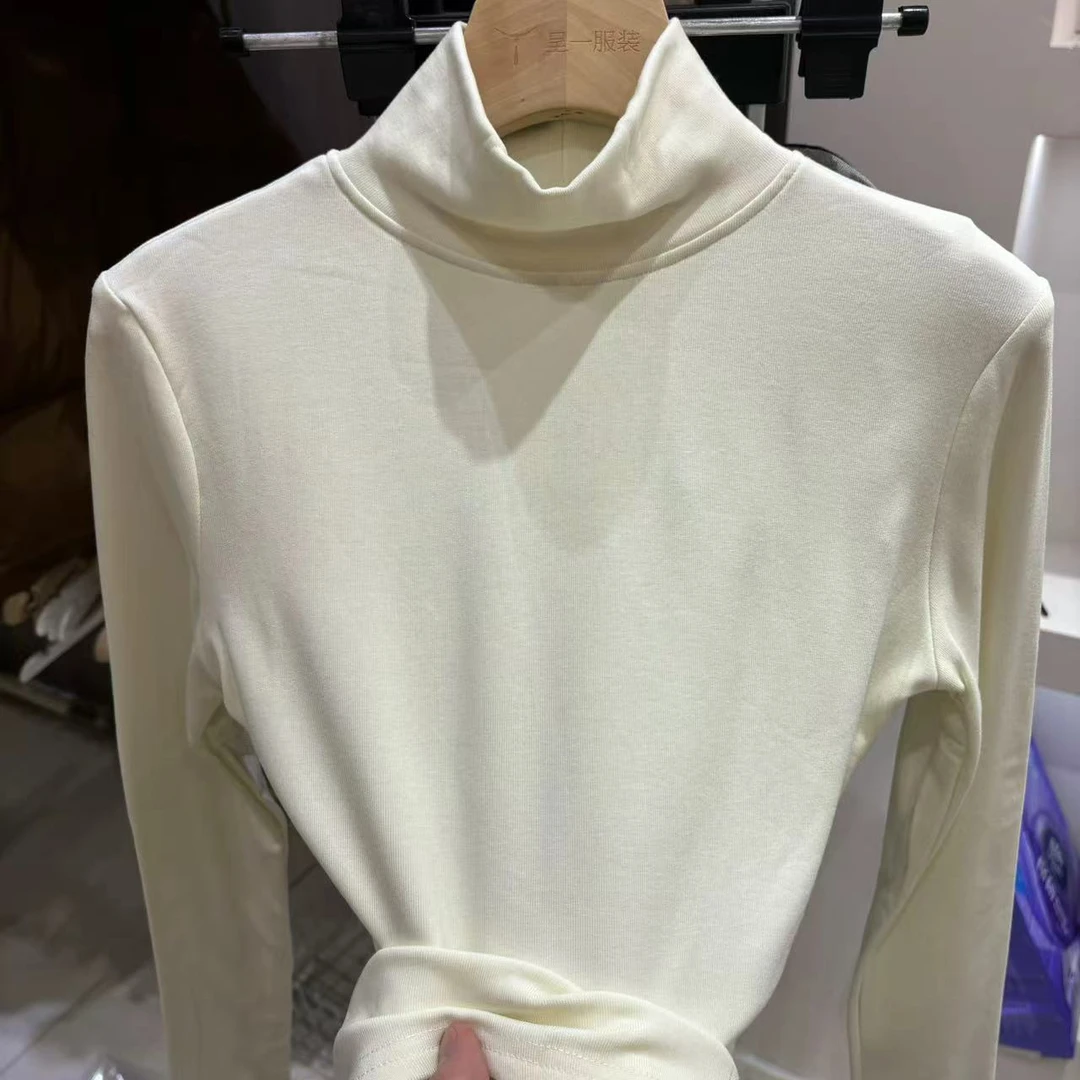 【紫皇冠】加磨毛绒中高领蚂蚁腰打底衫显瘦气质长袖网红时尚3006