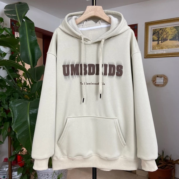 加绒青少年中大童秋冬款年潮酷大版带帽卫衣UM