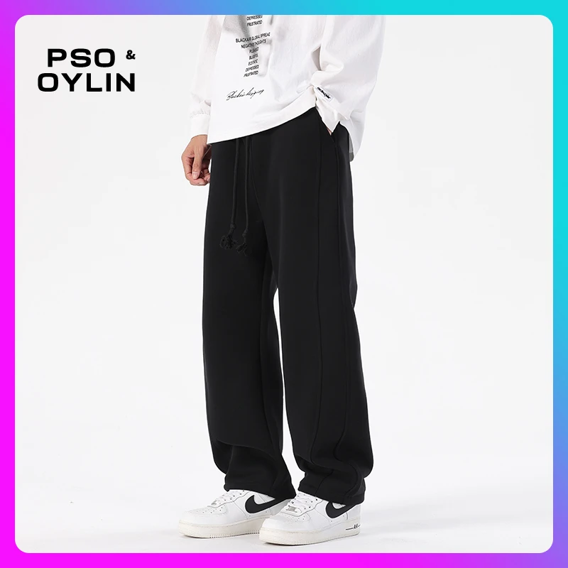 PSO&OYLIN纳米绒防风裤子男生冬装高级感痞帅阔腿裤加厚德绒卫裤