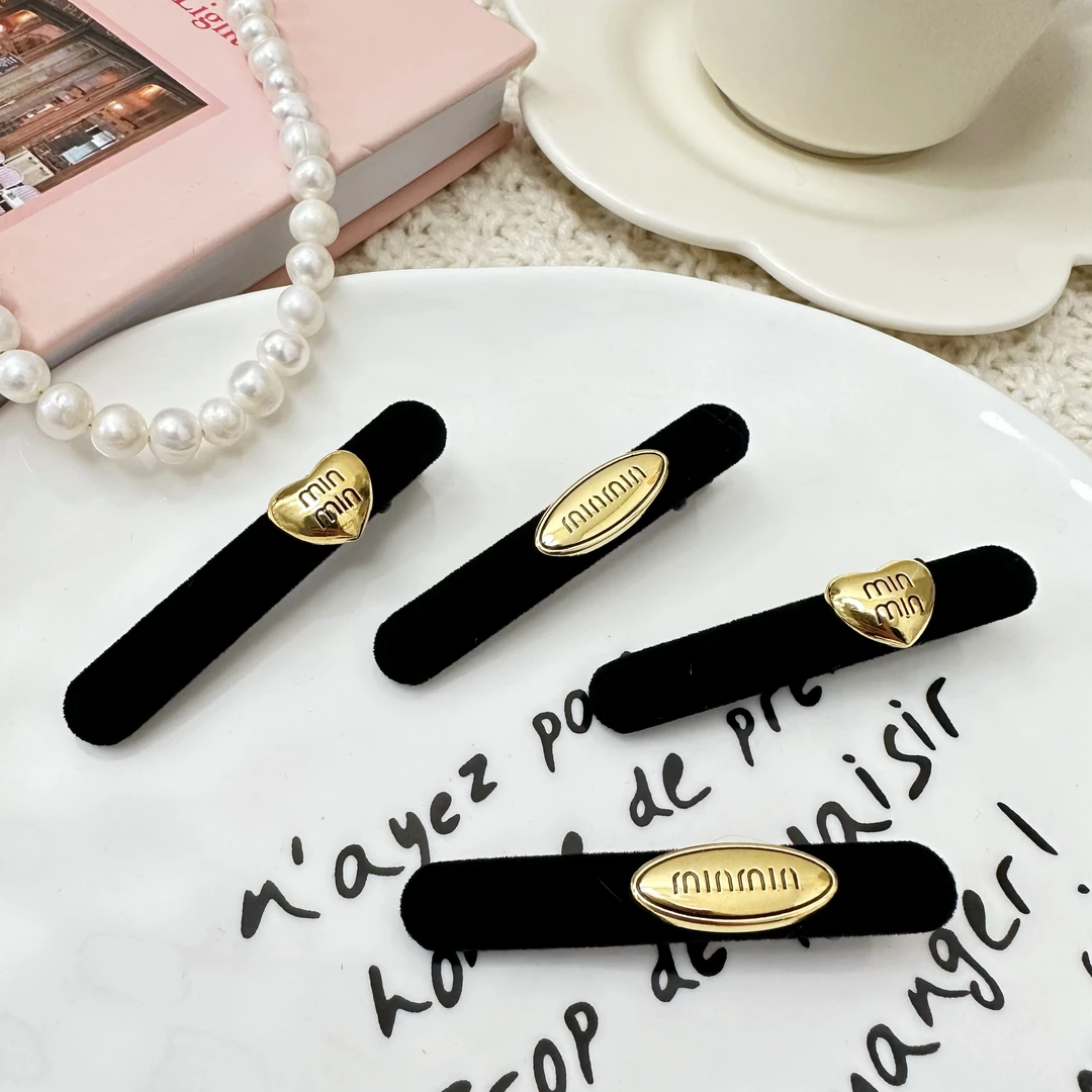 VAMER时尚金属爱心椭圆布艺发卡高端鸭嘴夹一字刘海侧边夹碎发夹