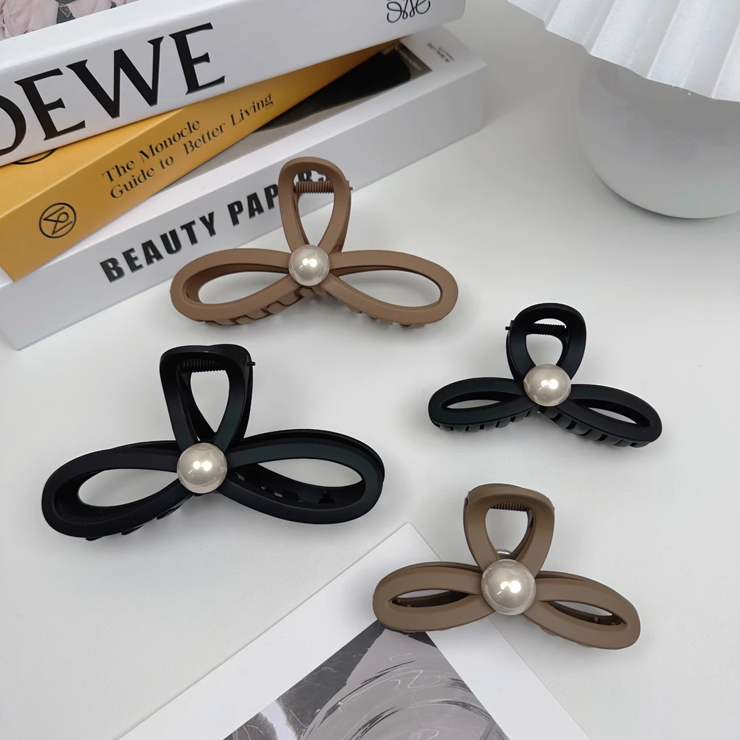 VAMER甜美百搭磨砂感小抓夹发饰半扎发发夹蝴蝶结贝珠网红鲨鱼夹