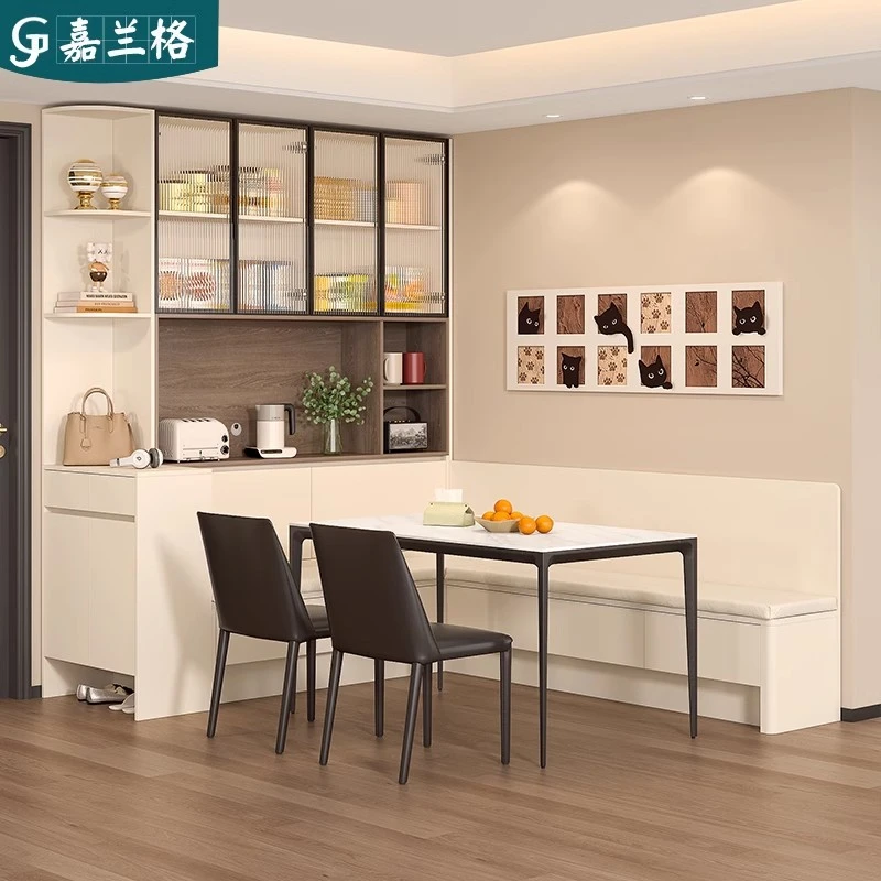 转角卡座餐边柜餐桌一体靠墙玄关柜小户型鞋柜餐边置物柜子9G367