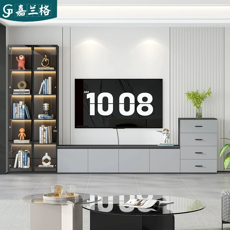 现代简约电视柜收纳储物柜组合墙柜小户型客厅家用边柜斗柜9D76